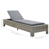 Sunbed with Cushion Grey Poly Rattan - Extra Image