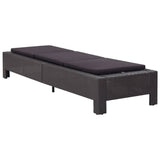 Sunbed with Cushion Black Poly Rattan - Front View