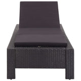 Sunbed with Cushion Black Poly Rattan - Top-Down View