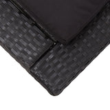 Sunbed with Cushion Black Poly Rattan