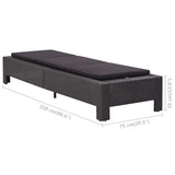 Sunbed with Cushion Black Poly Rattan - Extra Image
