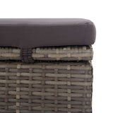 Sun Lounger with Canopy and Cushion Poly Rattan Grey - Close-Up Angle