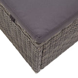 Sun Lounger with Canopy and Cushion Poly Rattan Grey - Low Angle