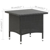 Tea Table Black 50x50x47 cm Poly Rattan - 45-Degree Angle