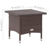 Tea Table Brown 50x50x47 cm Poly Rattan - 45-Degree Angle