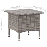 Tea Table Grey 50x50x47 cm Poly Rattan - 45-Degree Angle
