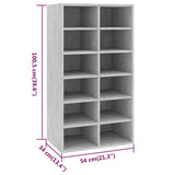 Shoe Rack Concrete Grey 54x34x100.5 cm Engineered Wood - Rear View