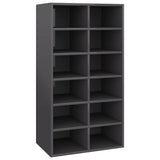 Shoe Rack High Gloss Grey 54x34x100.5 cm Engineered Wood - Front View