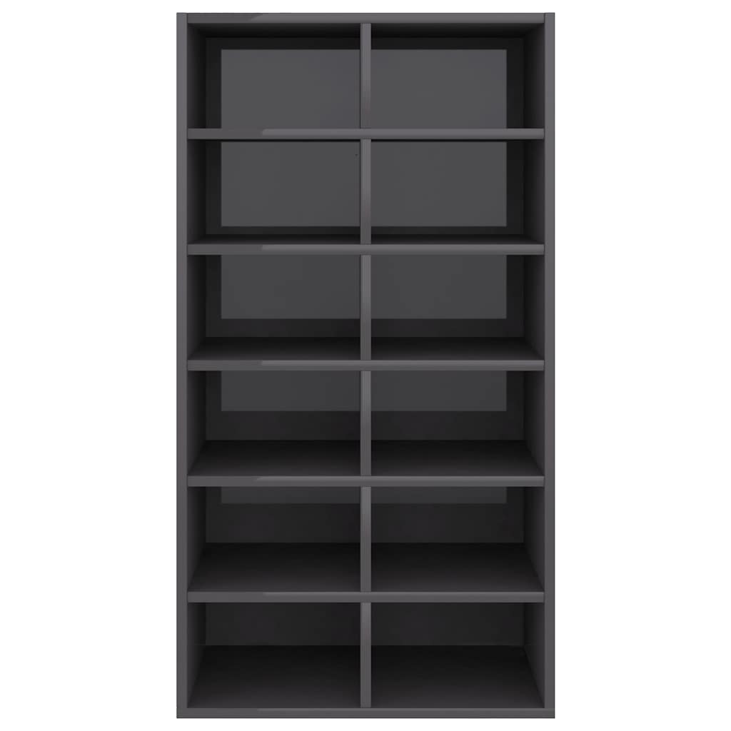 Shoe Rack High Gloss Grey 54x34x100.5 cm Engineered Wood