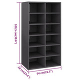 Shoe Rack High Gloss Grey 54x34x100.5 cm Engineered Wood - Rear View