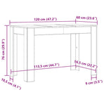 Dining Table White 120x60x76 cm Engineered Wood