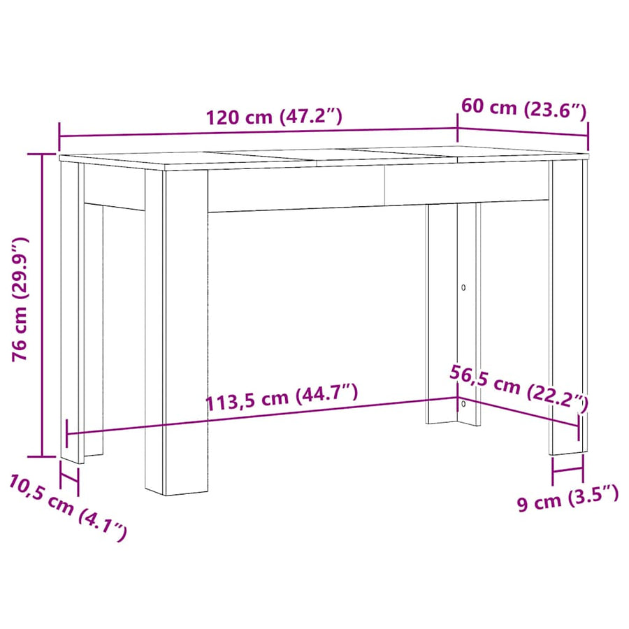 Dining Table Sonoma Oak 120x60x76 cm Engineered Wood