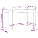 Dining Table Concrete Grey 120x60x76 cm Engineered Wood