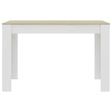 Dining Table White and Sonoma Oak 120x60x76 cm Engineered Wood - Top-Down View