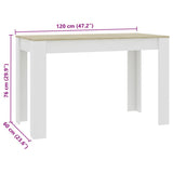 Dining Table White and Sonoma Oak 120x60x76 cm Engineered Wood - Rear View