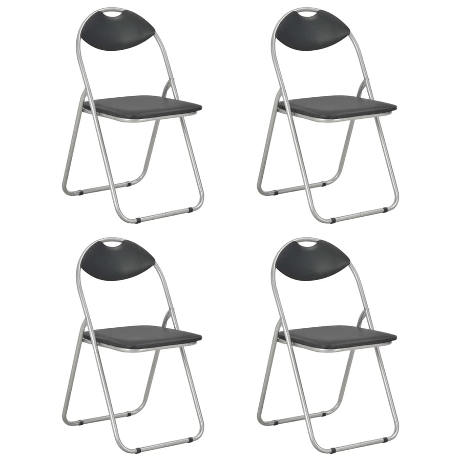 Folding Chairs 4 pcs Black Faux Leather