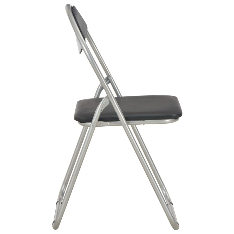 Folding Chairs 4 pcs Black Faux Leather