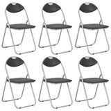 Folding Dining Chairs 6 pcs Black Faux Leather