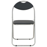 Folding Dining Chairs 6 pcs Black Faux Leather - Side View