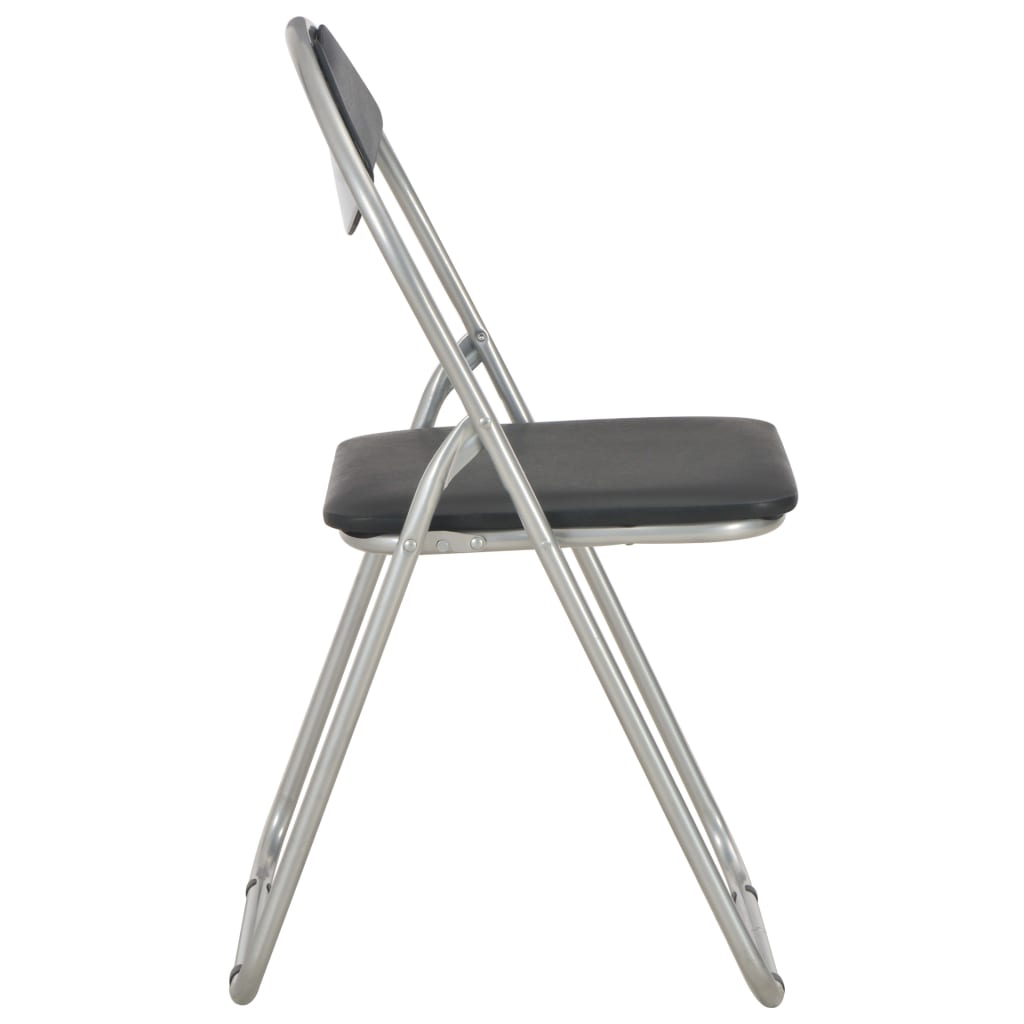 Folding Dining Chairs 6 pcs Black Faux Leather