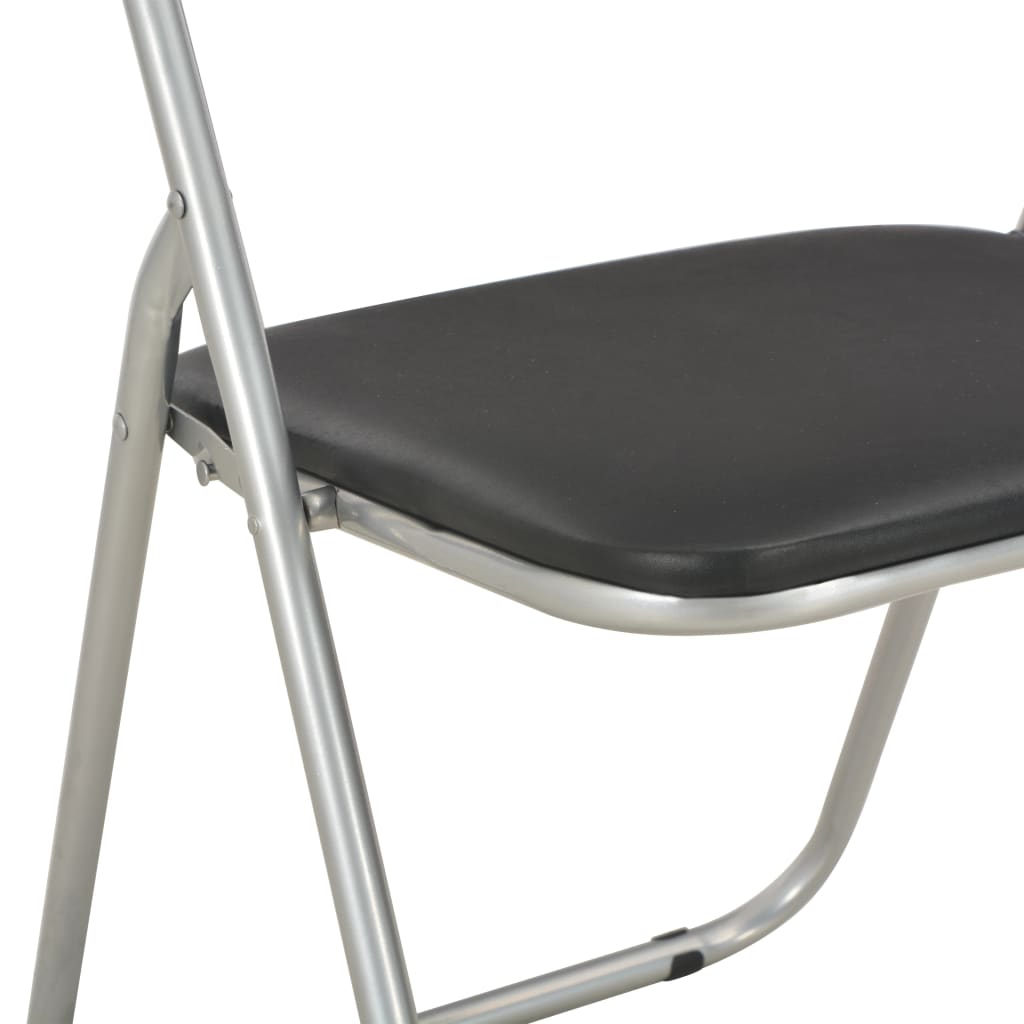 Folding Dining Chairs 6 pcs Black Faux Leather