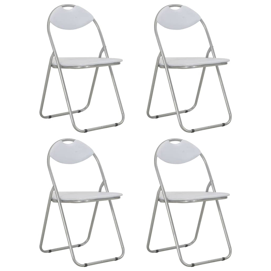 Folding Chairs 4 pcs White Faux Leather