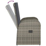 Reclining Garden Chairs 2 pcs with Cushions Poly Rattan Grey - Rear View