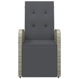 Reclining Garden Chair with Cushion Poly Rattan Grey - Side View