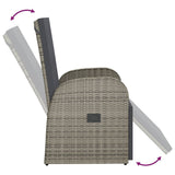 Reclining Garden Chair with Cushion Poly Rattan Grey - 45-Degree Angle