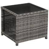 3 Piece Bistro Set with Cushions Poly Rattan Grey - Top-Down View