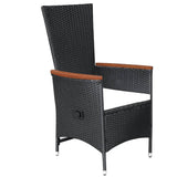 9 Piece Outdoor Dining Set with Cushions Poly Rattan Black