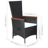 9 Piece Outdoor Dining Set with Cushions Poly Rattan Black