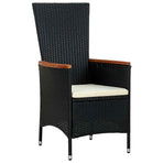 7 Piece Outdoor Dining Set Poly Rattan Acacia Wood Black