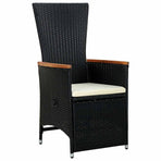 7 Piece Outdoor Dining Set Poly Rattan Acacia Wood Black