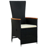 7 Piece Outdoor Dining Set Poly Rattan Acacia Wood Black - Top-Down View