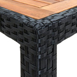 7 Piece Outdoor Dining Set Poly Rattan Acacia Wood Black