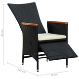 7 Piece Outdoor Dining Set Poly Rattan Acacia Wood Black