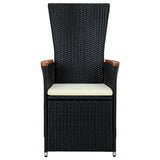 9 Piece Outdoor Dining Set with Cushions Poly Rattan Black - Extra Image