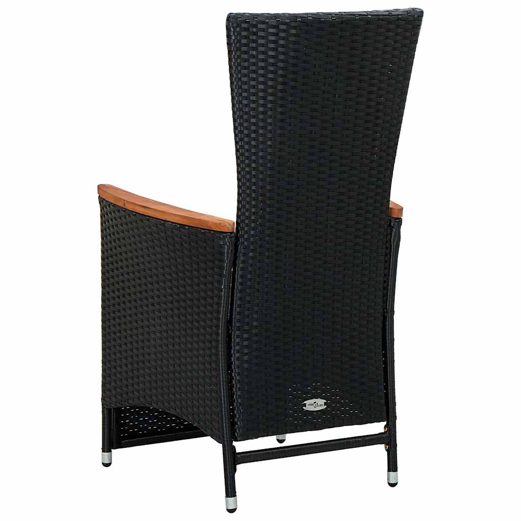 9 Piece Outdoor Dining Set with Cushions Poly Rattan Black