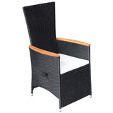 Reclining Garden Chairs 2 pcs with Cushions Poly Rattan Black - Side View