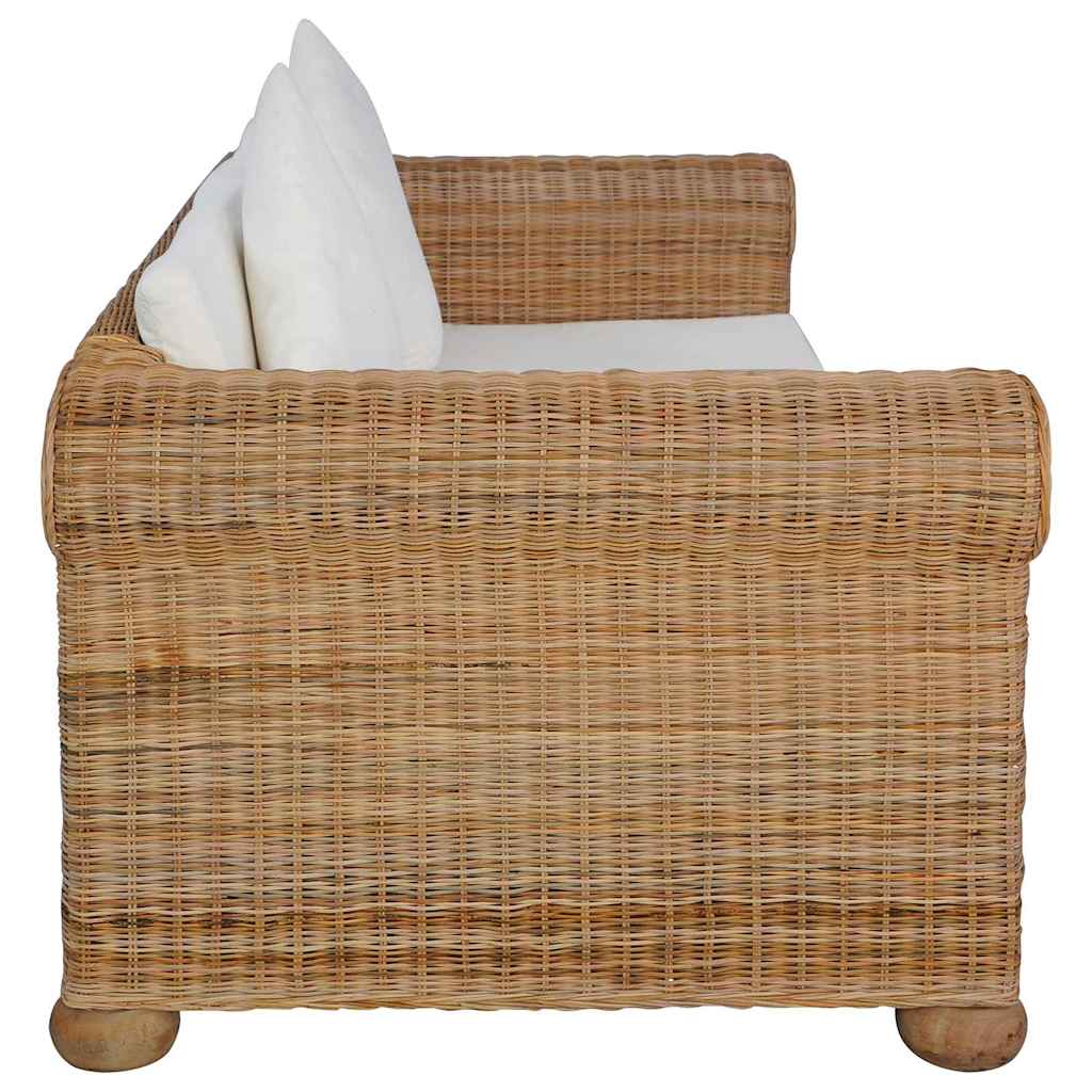 2 Piece Sofa Set with Cushions Natural Rattan