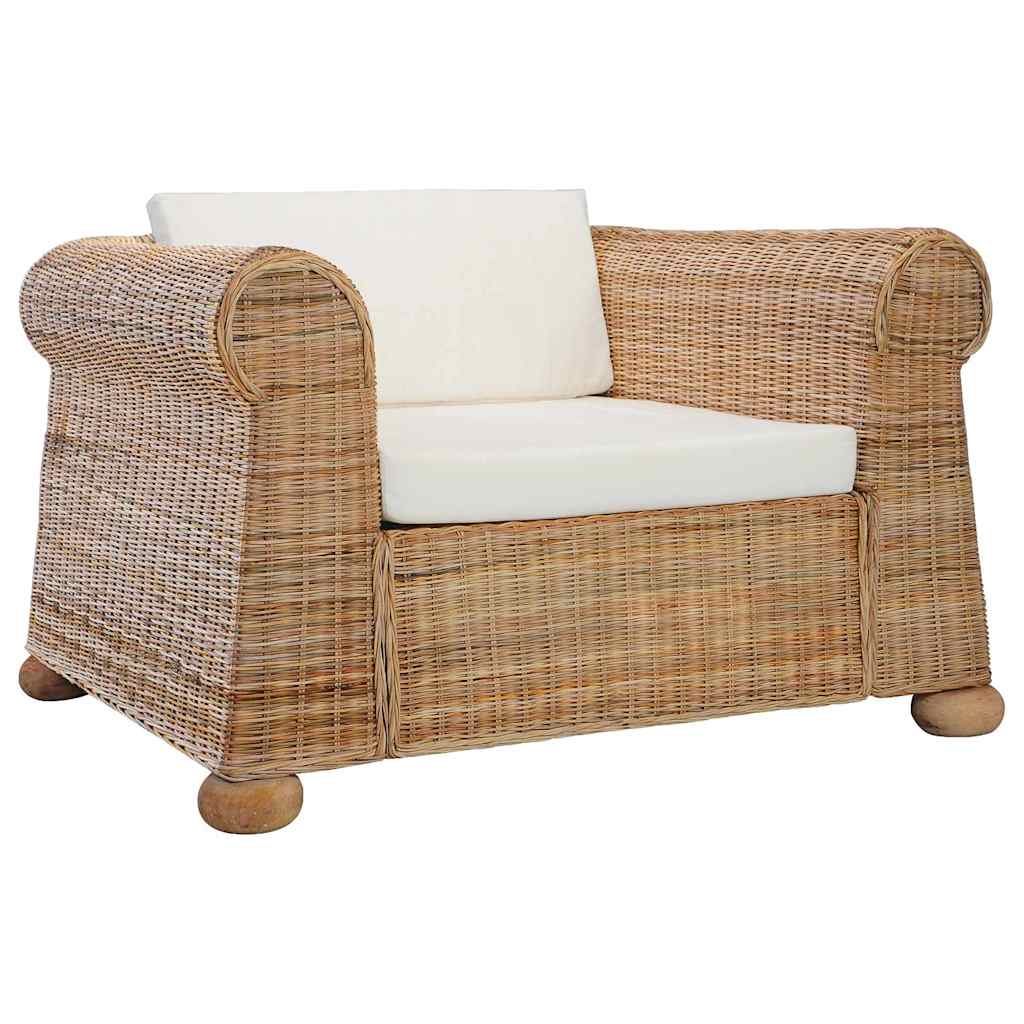 2 Piece Sofa Set with Cushions Natural Rattan