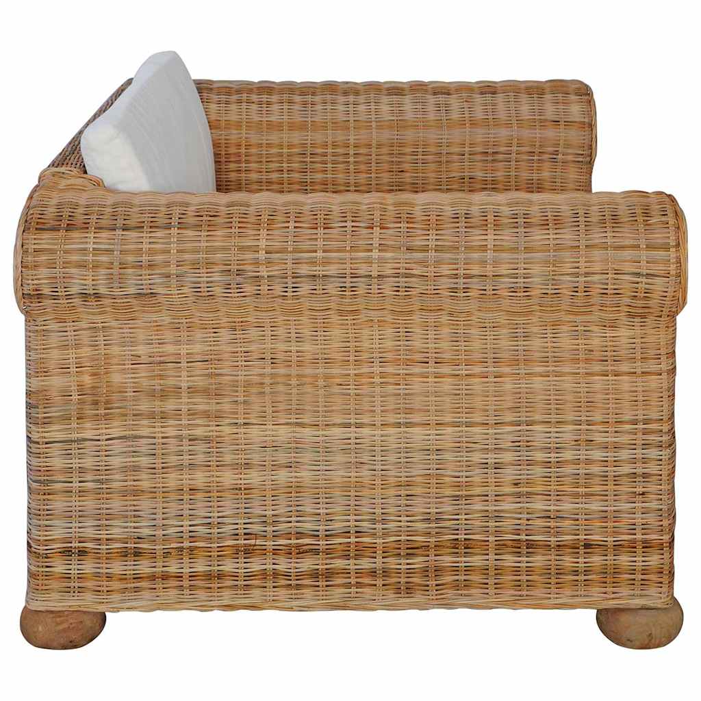 2 Piece Sofa Set with Cushions Natural Rattan