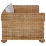 2 Piece Sofa Set with Cushions Natural Rattan - Rear View