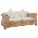 2 Piece Sofa Set with Cushions Natural Rattan