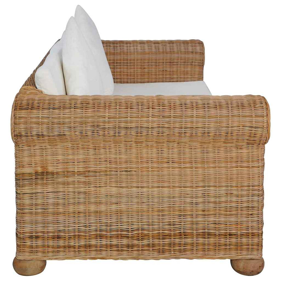 2 Piece Sofa Set with Cushions Natural Rattan