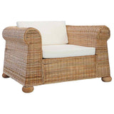 3 Piece Sofa Set with Cushions Natural Rattan - Side View