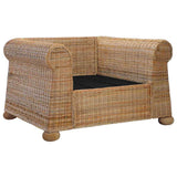 3 Piece Sofa Set with Cushions Natural Rattan