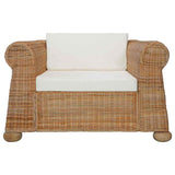 3 Piece Sofa Set with Cushions Natural Rattan