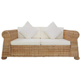 3 Piece Sofa Set with Cushions Natural Rattan - Extra Image